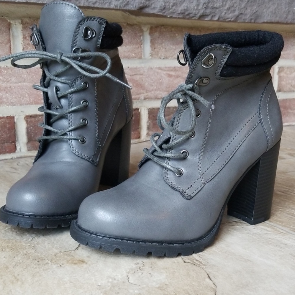 Gray maurices heeled hiker booties